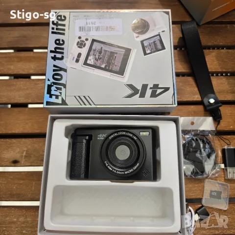ЧИСТО НОВ 4K Дигитален Фотоапарат – Пълен Комплект (Карта 32GB + Четец + Аксесоари) 