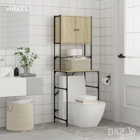 vidaXL Шкаф за пералня, дъб сонома, 68x48,5x194 см, снимка 4 - Шкафове - 56148230