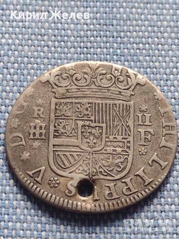 Сребърна монета 2 реала Филип пети Сеговия Испания 13780, снимка 4 - Нумизматика и бонистика - 42871784