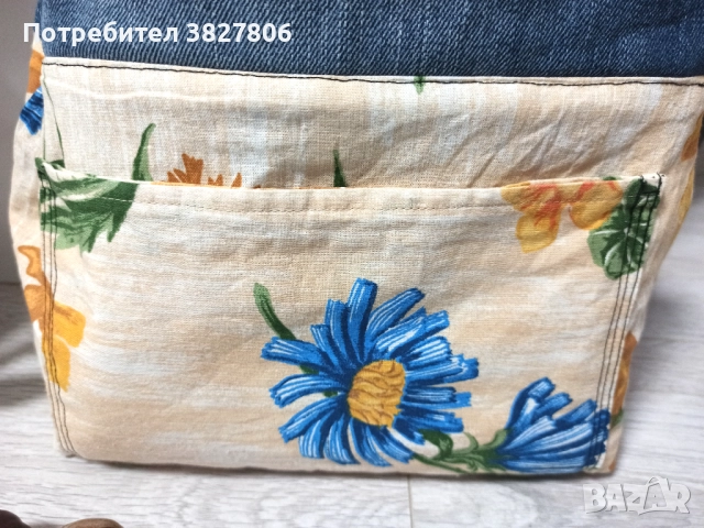 Ръчно изработена дънкова дамска чанта, снимка 8 - Чанти - 51772765