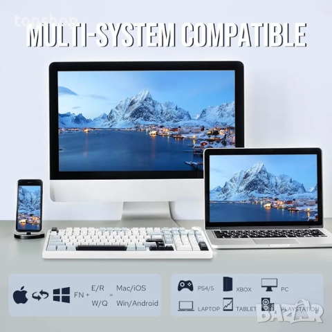 Чисто нова безжична геймърска клавиатура EPOMAKER X Aula F99 PRO с батерия 8000mAh, с възможност..., снимка 4 - Клавиатури и мишки - 51939881