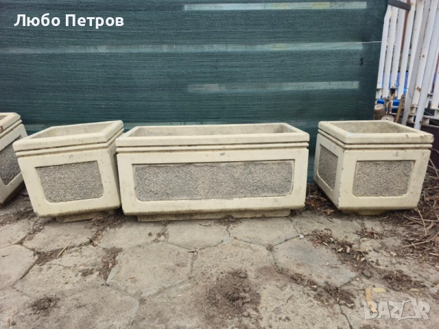 Бетонна кашпа - дизайн мита мозайка и гладко, снимка 3 - Саксии и кашпи - 53974378