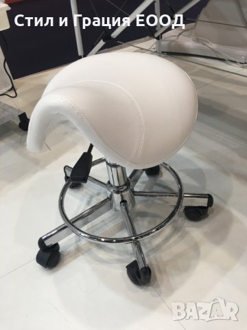 Козметичен/фризьорски стол - табуретка Rodeo - бяла/черна 50/59 см, снимка 3 - Друго оборудване - 29930755
