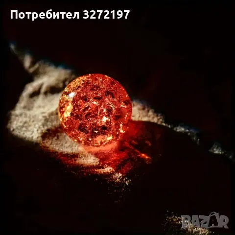 Елегантна Оранжева Кристална Топка с метална стойка в сребрист цвят,Фенг Шуй, снимка 6 - Декорация за дома - 48256348