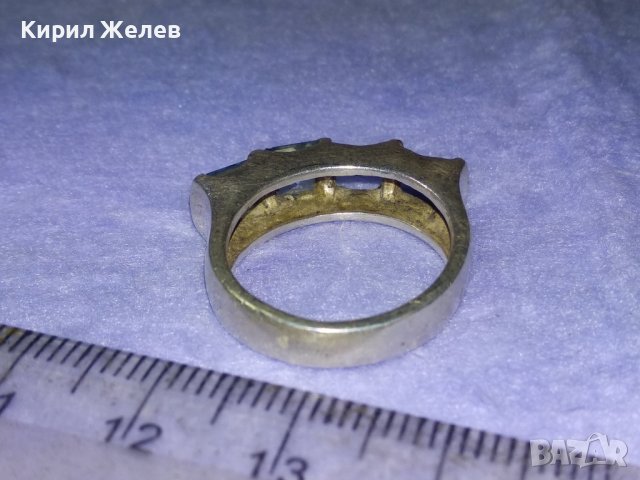 Стар СКЪПОЦЕНЕН СРЕБЪРЕН ПРЪСТЕН СРЕБРО 925 АНГЛИЯ със СИН ЦИРКОН - ЛИПСВАТ Две КАМЪЧЕТА ! 31410, снимка 11 - Антикварни и старинни предмети - 42639916
