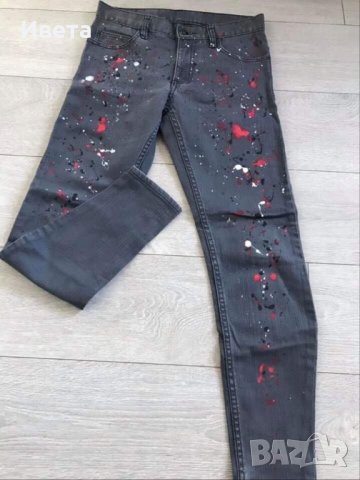 Дамски дънки напръскани с боя, снимка 3 - Дънки - 38794816