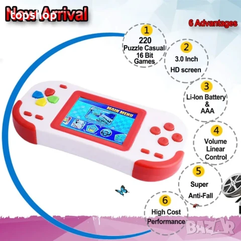 НОВА конзола за деца и възрастни с 220+ игри, 16-битова с 3.0" LCD екран, снимка 2 - Nintendo конзоли - 50555942