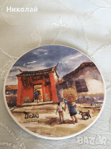 Рисувани керамични подложки за чаши от Тайван, уникат подаръчна кутия,антислип нови, изискан подарък, снимка 9 - Други - 36628012