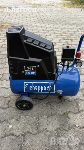 Компресор Scheppach 24L – 1.5HP въздушен компресор с регулатор и манометър (нов)