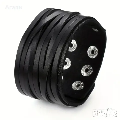 Мъжка кожена гривна внос от чужбина нова регулираща