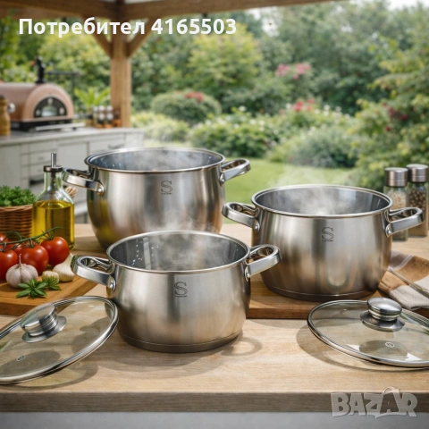 Комплект тенджери Swissgold EMMIE (SG-18099) – 3 броя с 5-слойно капсуловано дъно, снимка 2 - Други - 53059666