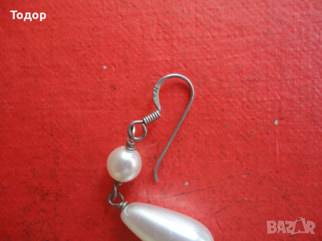 Уникални сребърни обеци обици с перли 925, снимка 4 - Обеци - 44762149