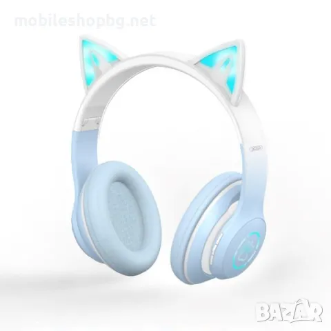 безжични слушалки сини с ушички , снимка 2 - Bluetooth слушалки - 48033482