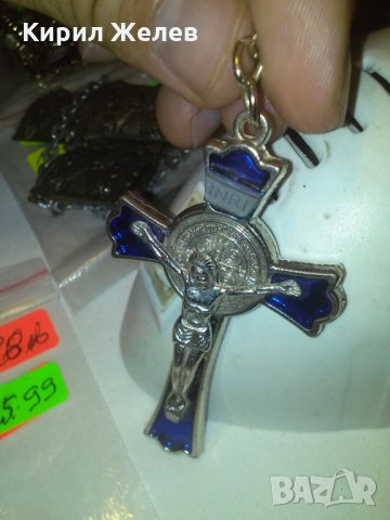КАТОЛИЧЕСКИ КРЪСТ РАЗПЯТИЕ СИН ЛАК ЕМАЙЛ 12672, снимка 5 - Колекции - 29564130