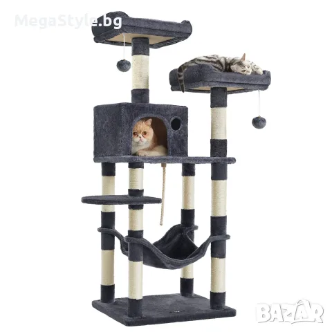 Дърво за котки 55x45x143см, тъмносиво