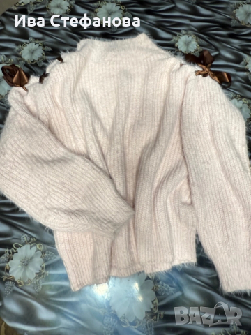 Кукленски универсален нежно розов мек гушкав пуловер , снимка 2 - Блузи с дълъг ръкав и пуловери - 52506224