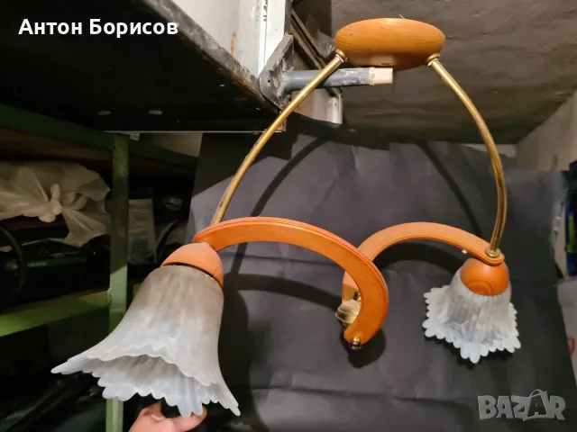 Полюлей с две фасунки,като нов, снимка 4 - Полилеи - 56476587