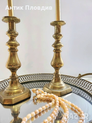 Месингови свещници комплект 2бр, снимка 5 - Декорация за дома - 53381360