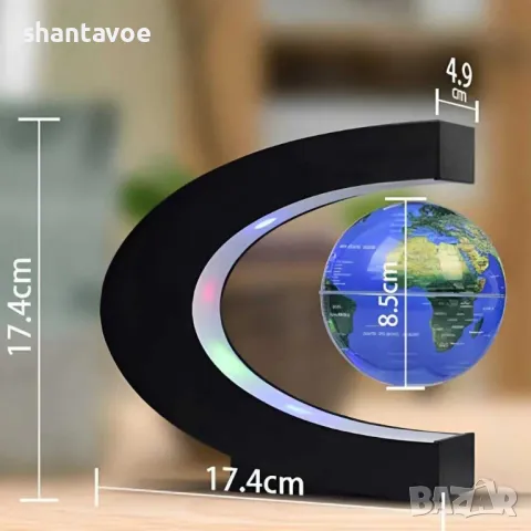 Левитиращ магнитен глобус с нощна лампа, снимка 4 - Настолни лампи - 49369297