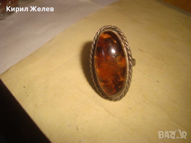 СТАРИНЕН МЕЛХИОРЕН КЕХЛИБАРЕН АРТ ДЕКО ЮВЕЛИРЕН ПРЪСТЕН 100% НАТУРАЛЕН БАЛТИЙСКИ КЕХЛИБАР 12426, снимка 10 - Антикварни и старинни предмети - 37395529