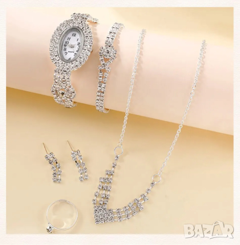 Комплект часовник, гривна, обици, колие, пръстен , снимка 7 - Пръстени - 44513832