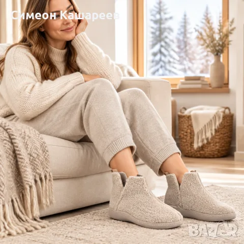 Дамски зимни пантофи, снимка 2 - Пантофи - 56425326