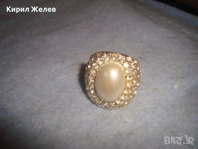 ПРЕКРАСЕН ПОСРЕБРЕН МОДЕН КРИСТАЛЕН ПЕРЛЕН ТИП АРТ ПРЪСТЕН ВИНТИДЖ МАСИВЕН 21438, снимка 8 - Пръстени - 37515850