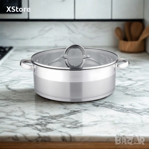 Тенджери Bohmann, Неръждаема стомана, Индукция, Закалено стъкло, снимка 3 - Съдове за готвене - 52507415