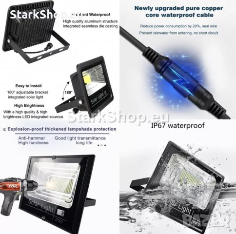  Соларен LED прожектор с панел – 150W, снимка 7 - Соларни лампи - 38417551