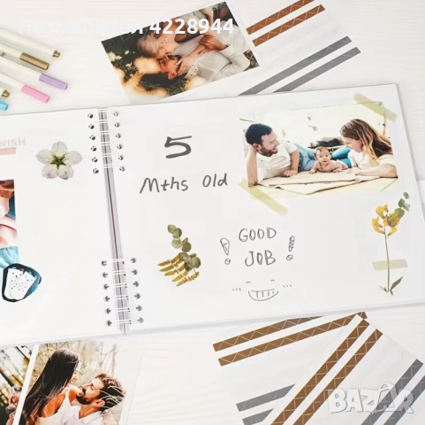 Албум за снимки и спомени – 40 страници, твърди корици + стикери сватба, Коледа, булчински, подарък, снимка 2 - Други - 52261867