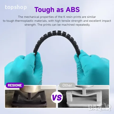 Чисто нова запечатана оригинална 3D смола RESIONE K Tough ABS-Like (Черна, 1 кг) за 3D printer   , снимка 2 - Консумативи за принтери - 55837406