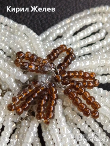 Много нежно бяло цвете изработено от стъклена мъниста подходящ аксесоар за сватба 48871, снимка 2 - Други - 51395560