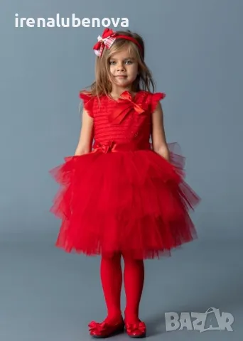 Разкошна червена, коледна рокля , снимка 2 - Детски рокли и поли - 48163407