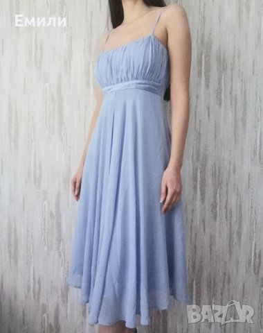 VILA y2k елегантна дамска рокля с дължина под коляното в син цвят р-р S, снимка 4 - Рокли - 44374973