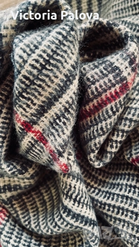 Голям кариран шал oversized с акцент в бордо, снимка 5 - Шалове - 52795972