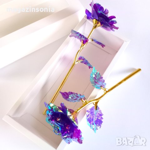 Romantic Violet Rose//Очарователна ''Вечна Роза" в преливащи цветове+подаръчна кутия, снимка 1 - Подаръци за жени - 44429275