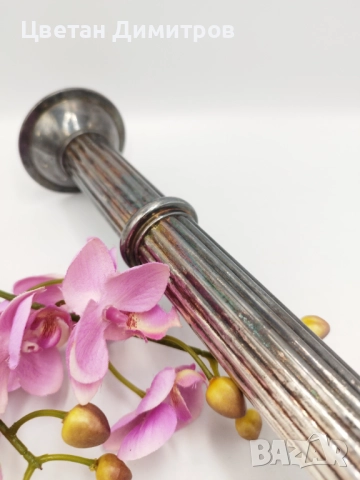 Огромен посребрен винтидж свещник, снимка 2 - Антикварни и старинни предмети - 51725318