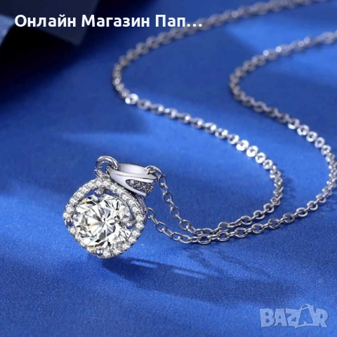 AITERNITY сребърно колие с диамант мойсанит и циркони (сертификат), снимка 4 - Колиета, медальони, синджири - 53129867