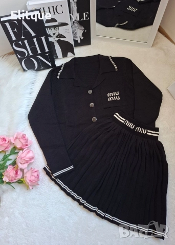 дамски плетени комплекти жилетка и пола miu miu , снимка 10 - Комплекти - 52606241