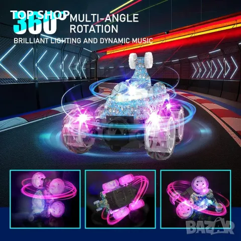 Акумулаторна кола с дистанционно управление  RC Stunt Car 360°Flips Rotation с LED светлина и музика, снимка 2 - Коли, камиони, мотори, писти - 48521806