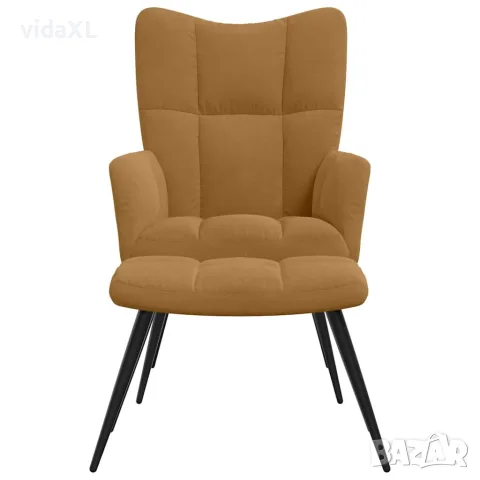 vidaXL Стол за релакс с табуретка, кафяв, кадифе, снимка 3 - Столове - 56146921