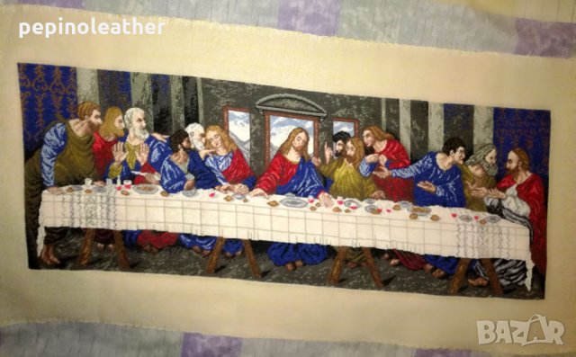 ГОБЛЕН Тайната Вечеря Леонардо Да Винчи 1948 Орхидея ДМЦ конци 24.5 cm / 64.5 cm, снимка 2 - Гоблени - 31026483
