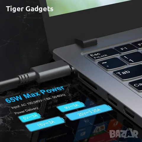 Lenovo 65W USB-C оригинално зарядно 20V 3.25A за ThinkPad T14 Gen 4 21HD/21HE и други, снимка 6 - Лаптоп аксесоари - 56085745