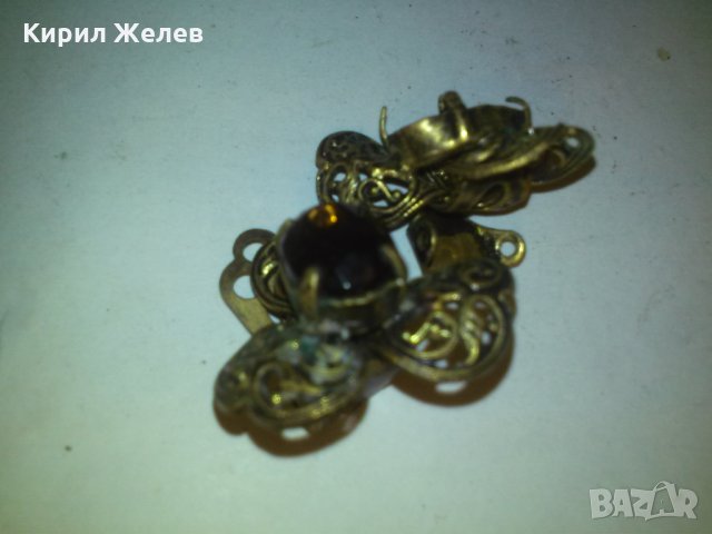 2 БРОНЗОВИ СТАРИ ФИЛИГРАН ОБЕЦИ с 1 КАМЪК ЦИТРИН 10873, снимка 7 - Антикварни и старинни предмети - 29825588