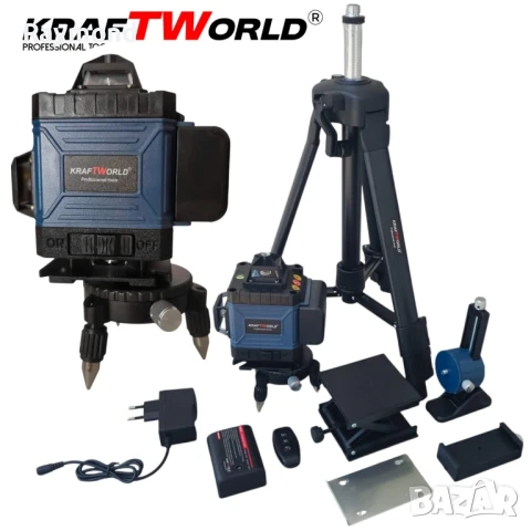Акумулаторен комплект KraftWorld 5в1 – Лазерен Нивелир, Гайковерт – Винтоверт, Перфоратор, Ъглошлайф, снимка 3 - Други инструменти - 51053023