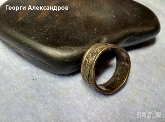Стар СРЕБЪРЕН ПРЪСТЕН - Арт ХАЛКА с "МОМИНСКА ПЛИТКА" Оксидирано СРЕБРО 925, снимка 7 - Пръстени - 54307695