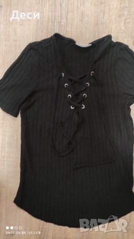 черна блузка с връзки на Only, снимка 4 - Тениски - 39546776