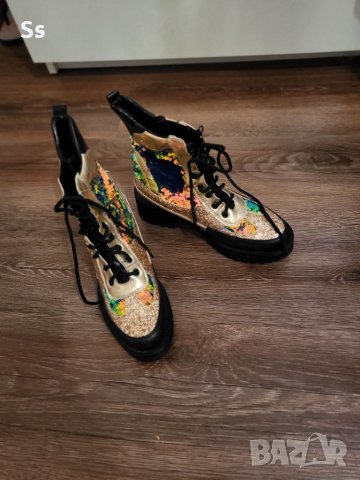 Боти с лъскав ефект, хамелеон , снимка 4 - Дамски боти - 39479592