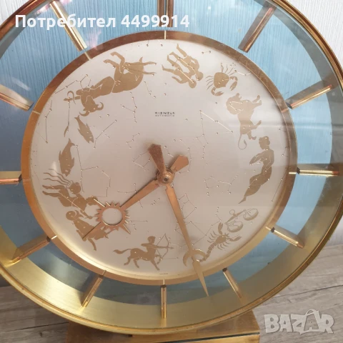 Рядък голям бронзов зодиакален настолен часовник KIENZLE, снимка 5 - Антикварни и старинни предмети - 50647451