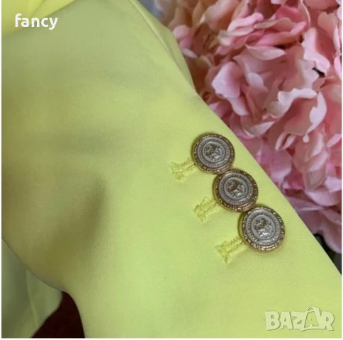 Вталено жълто сако Zara, снимка 6 - Сака - 50611514